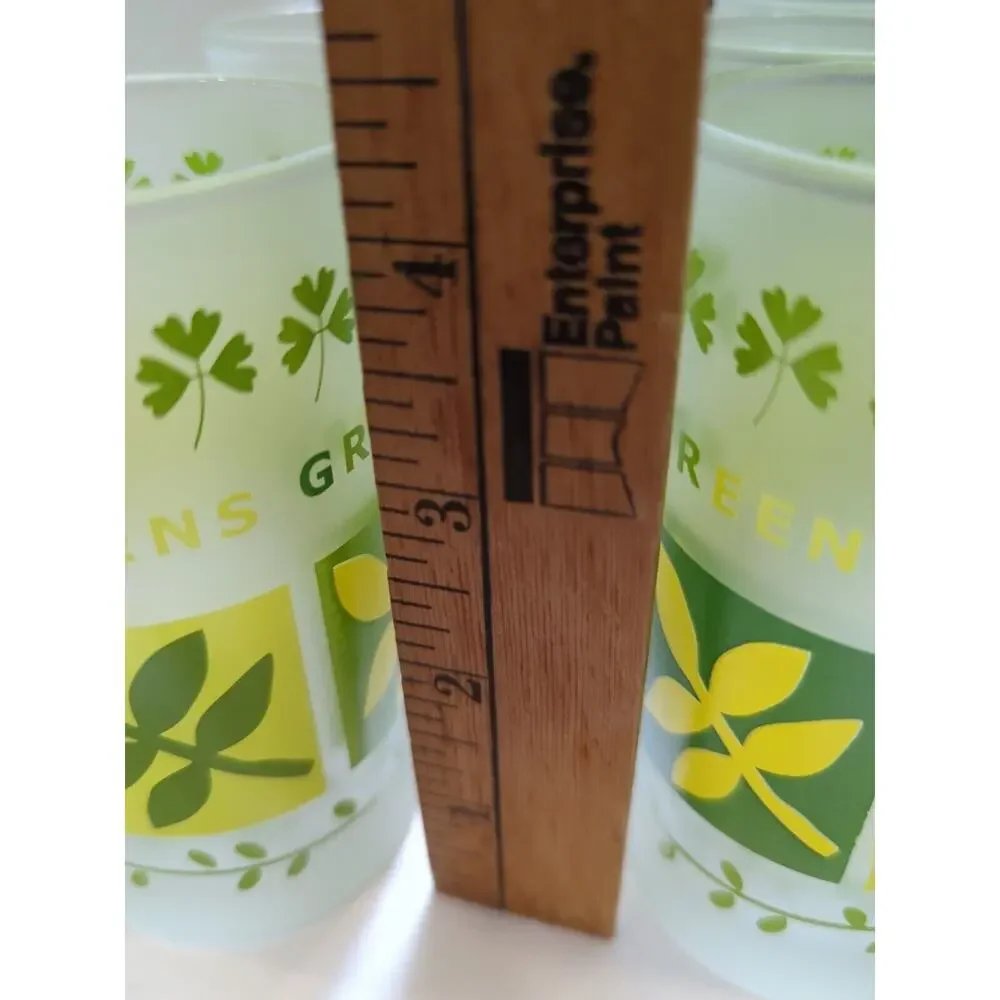 VTG Set Of‎ 6 ST.PATRICKS Barware Frosted Glass Green Clover Ocean, Thailand.